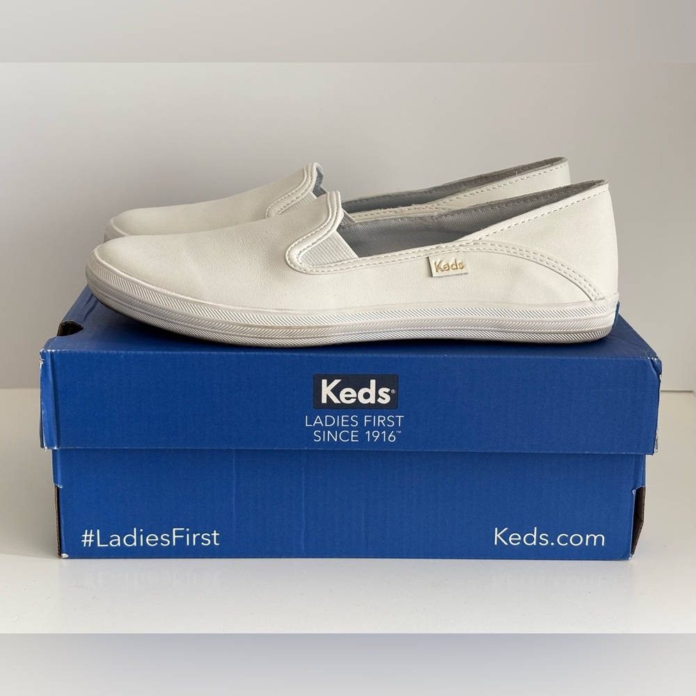 Keds Women's Crashback White Leather Slip-On Sneaker
